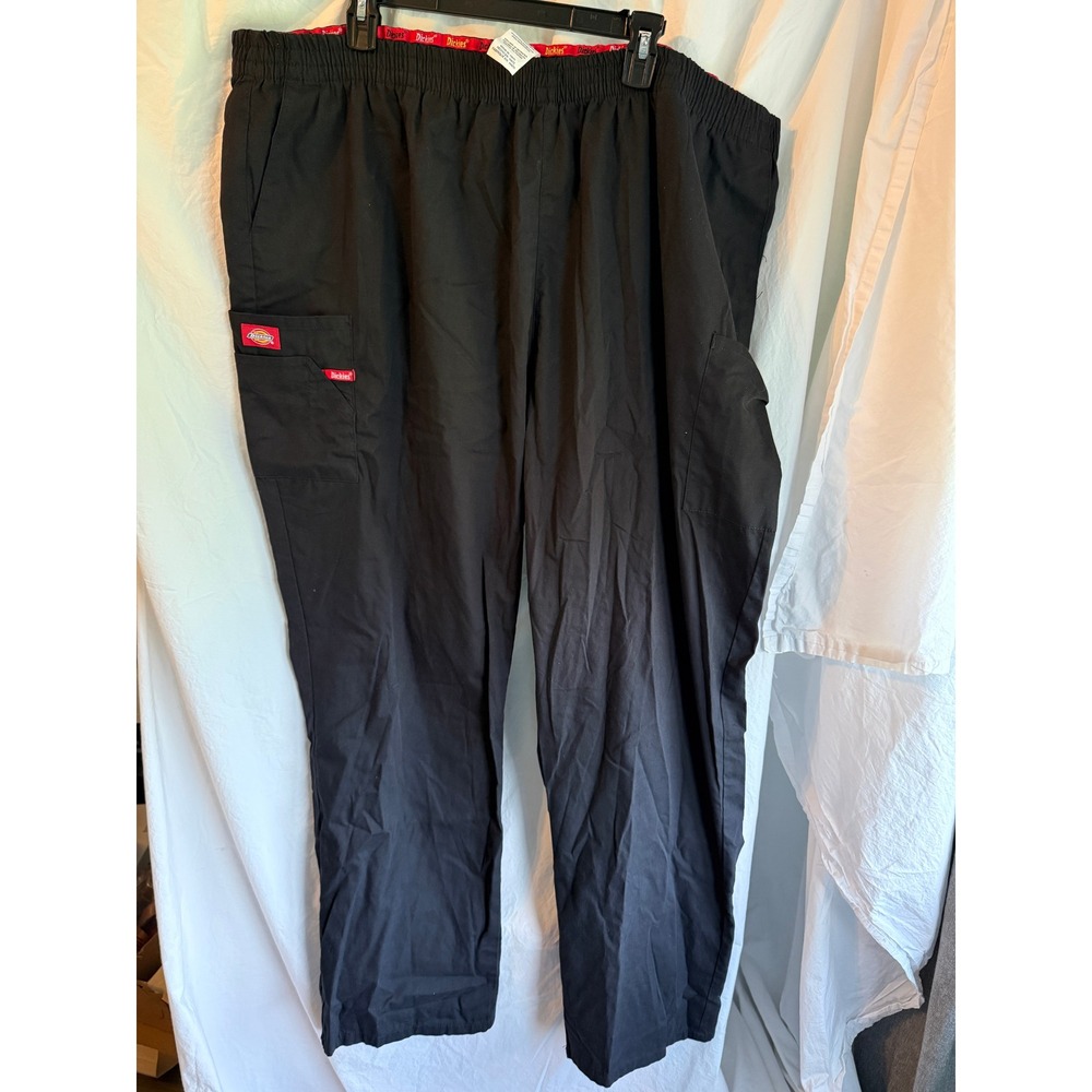 Dickies Medical Cargo Scrub Pants Black Elastic Waist 4XL Workwear Mens
